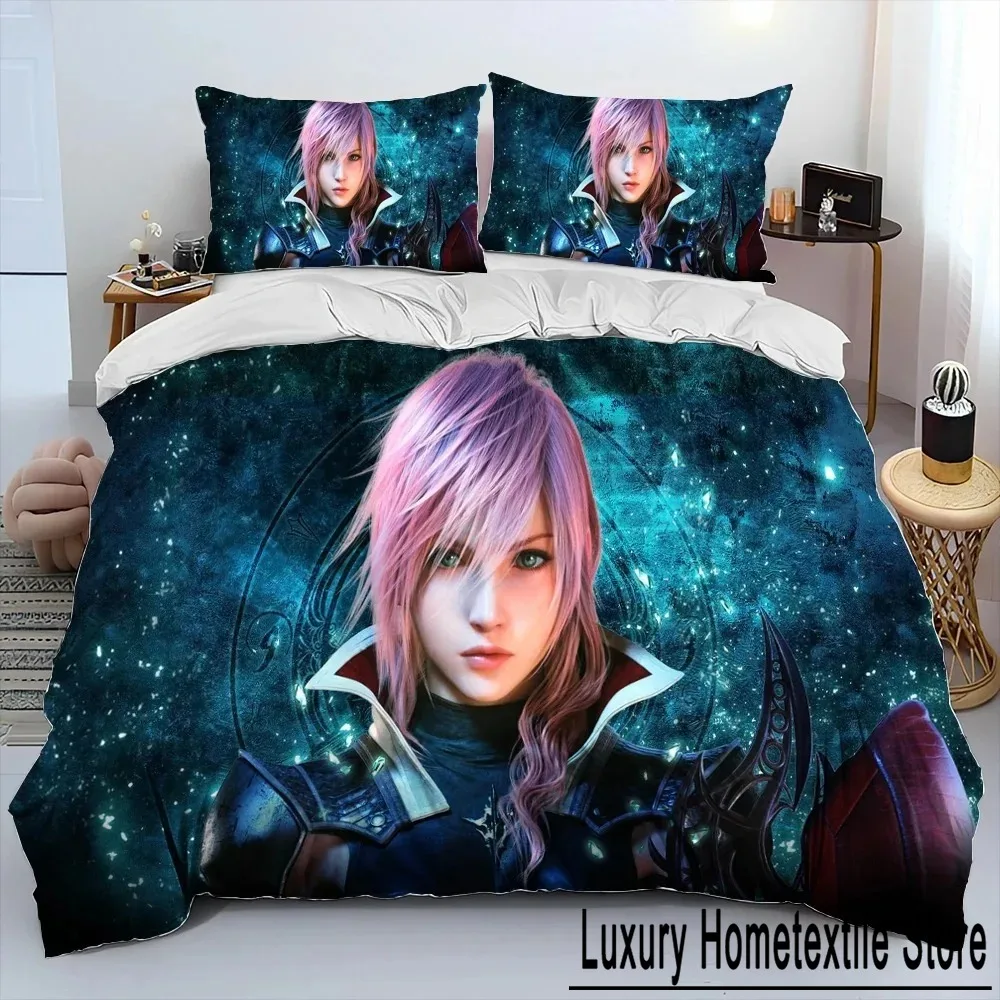 Final Fantasy Series Games Cartoon Comforter Bedding Set,Duvet Cover Bed Set Quilt Cover Pillowcase,king Queen Size Bedding Set