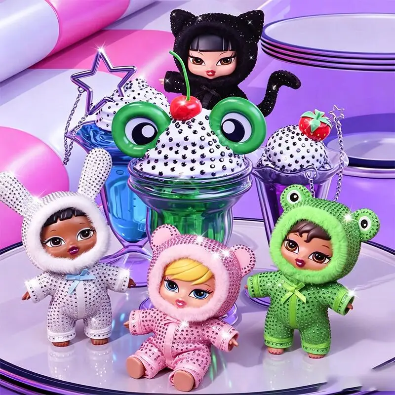 Original MGA Bratz Bratziez Bling Seriez Glitter Keychain Blind Box Diamond Decor Animal Shaped Trendy Bag Pendant Ornament Gift view 6