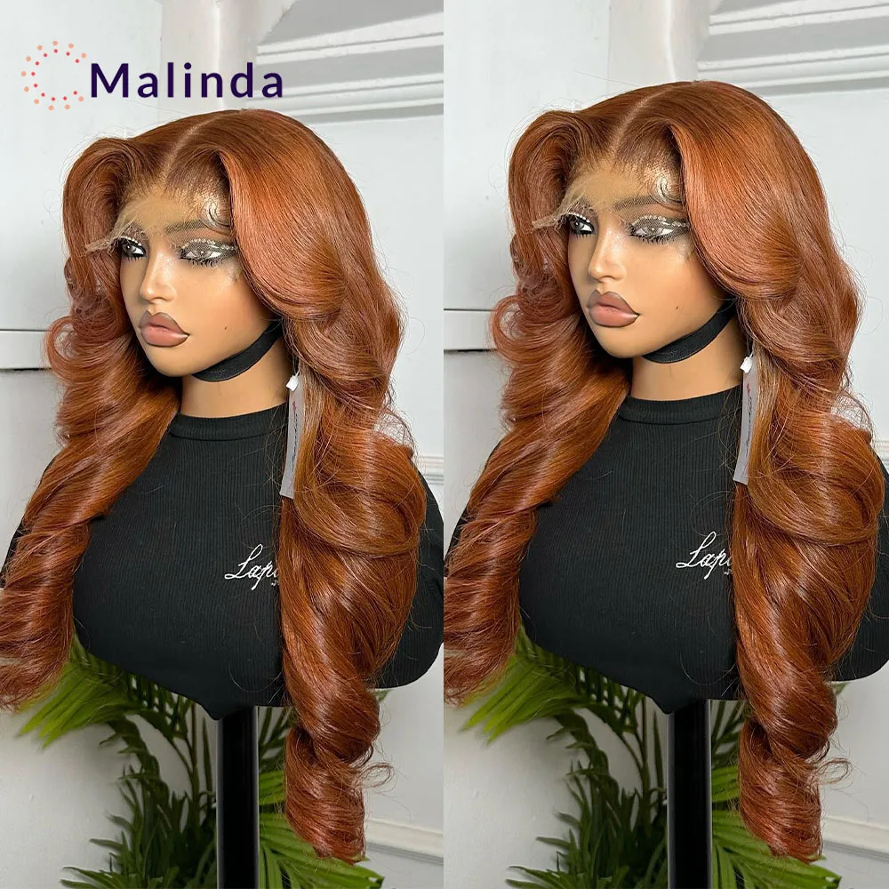 Honey Blonde Ginger Orange Colored Glueless Wig Human Hair Preplucked Ready To Wear 9x6 Body Wave Transparent Lace Closure Wigs