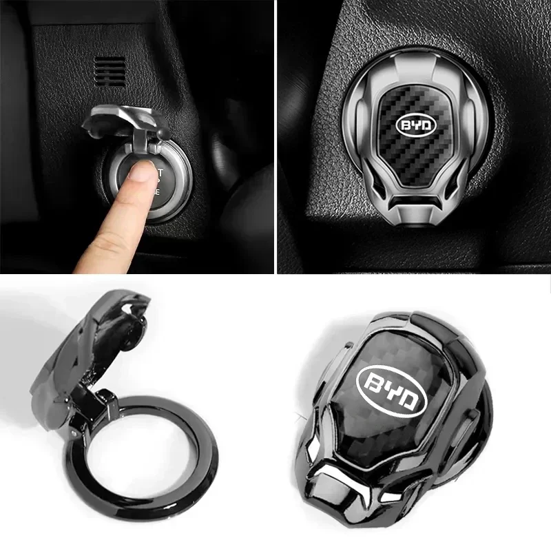 Car One Button Start Protective Cover Ignition Device Sticker For BYD f0 f3 T3 E5 E6 S6 S7 Tang atto 3 EV G3 G5 M6 F3r 2022 2023