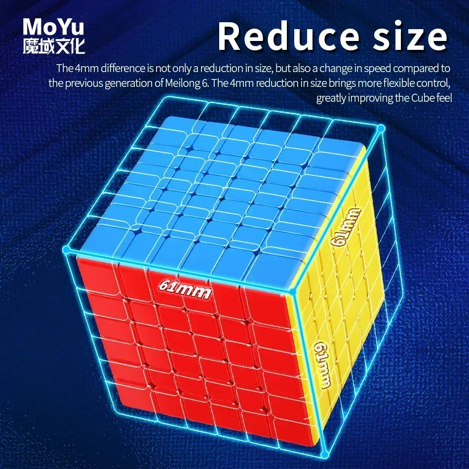 MoYu MeiLong 6 Magnetic Magic Speed Cube, Stickerless Fidget Brinquedos, Profissional, V2, 6x6