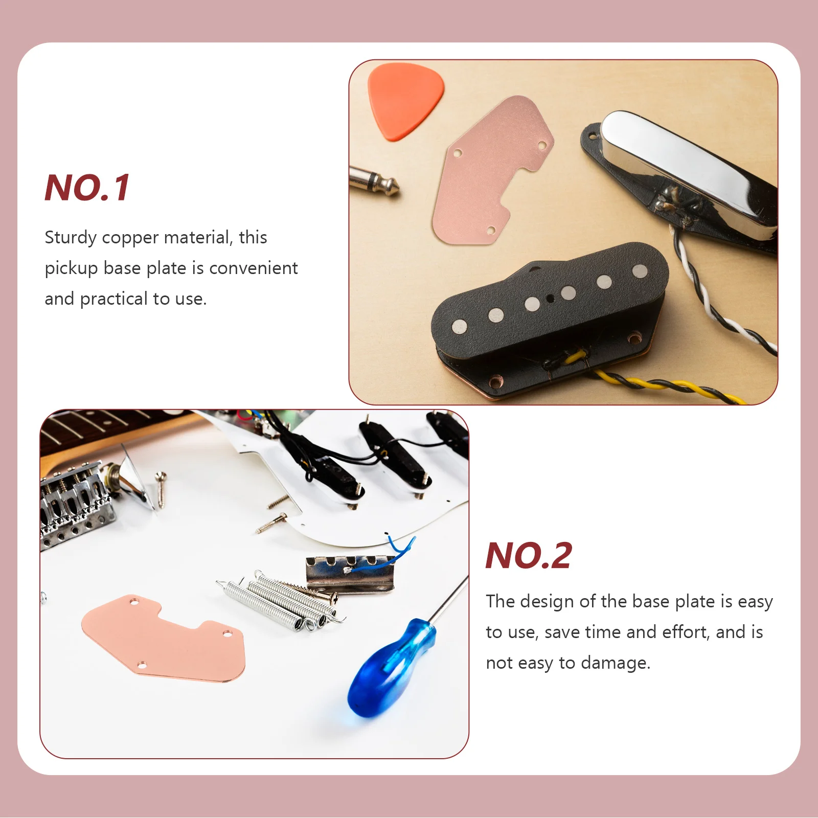 

Wear-Resistant Copper Guitar Pickup Baseplate Durable Replacement Acoustic Electric Instrument Part Professional Pickup