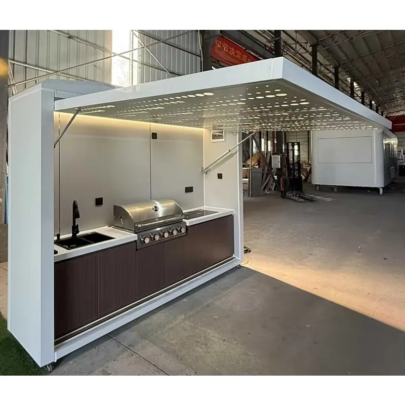 Modern Outdoor Kitchen Cabinet, Summer Camping Portable Outdoor Kitchen for Backyard & Garden