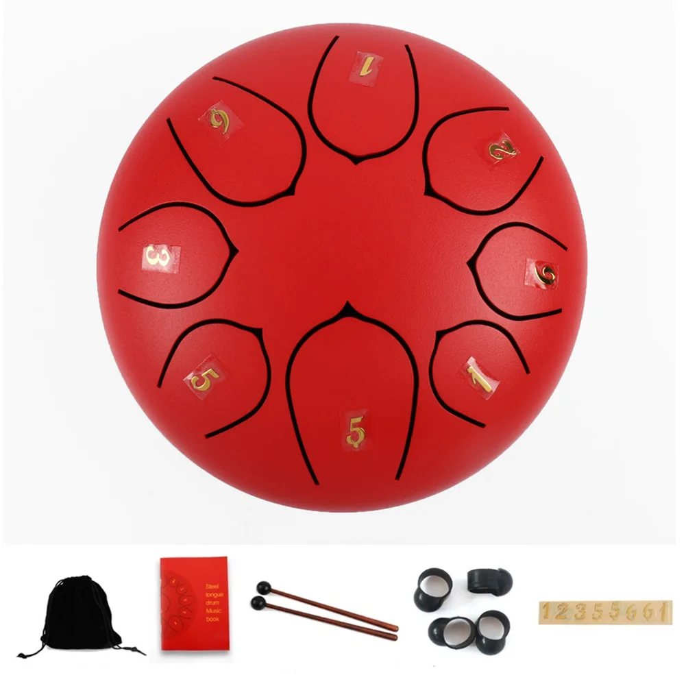 Mini Steel Tongue Drum Set for Children, Handpan Drum Pad Tank, Percussion Musical Instruments, C Key, G Tune, 6 Inch, 8 Tune