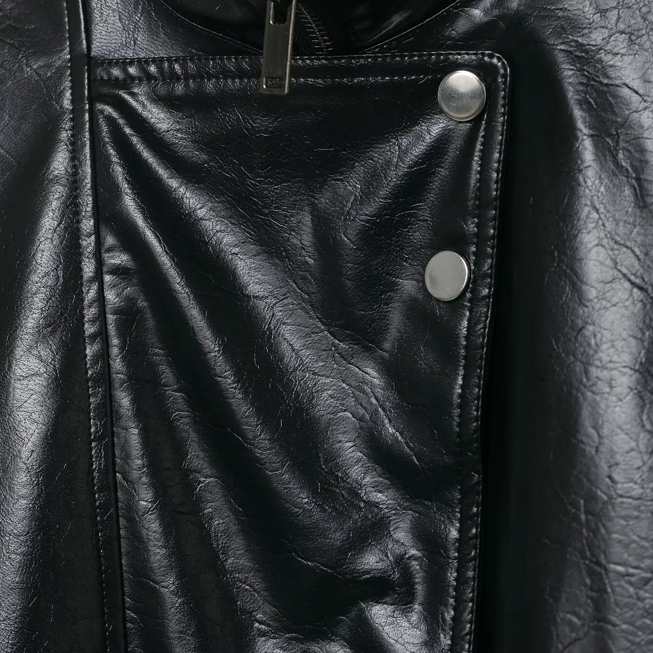 JNLEAOG Faionable Motorrad Jaet Damen Herbst New Sle Vielseitiges großes Affen-Design High-End-Feeling Kunstleder