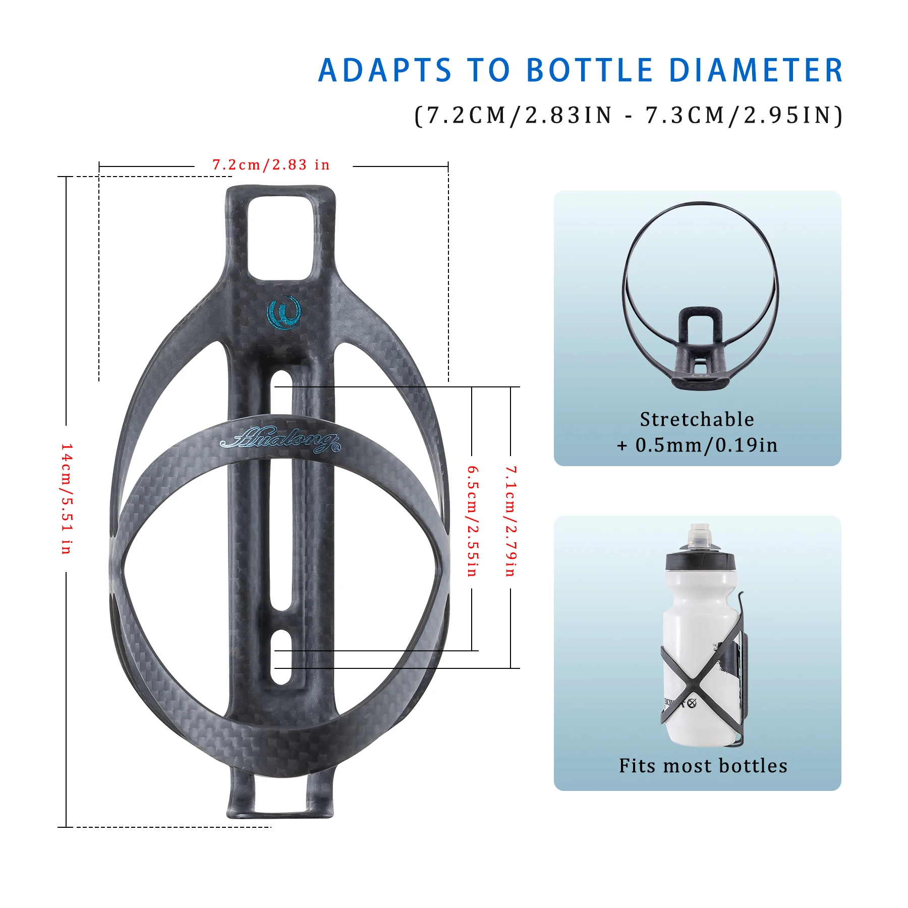 HUALONG Full Carbon Fiber Bicycle Bike Water Bottle Cage Holder Mountain Road Bike Water Bottle, Weight (16±2g).