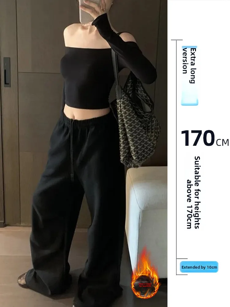 

Bla Fce Lined Straight Leg Wide Leg Pants Women's Autumn Winter Commute Casual Trousers Comfortable Stretchy Cargo Pants