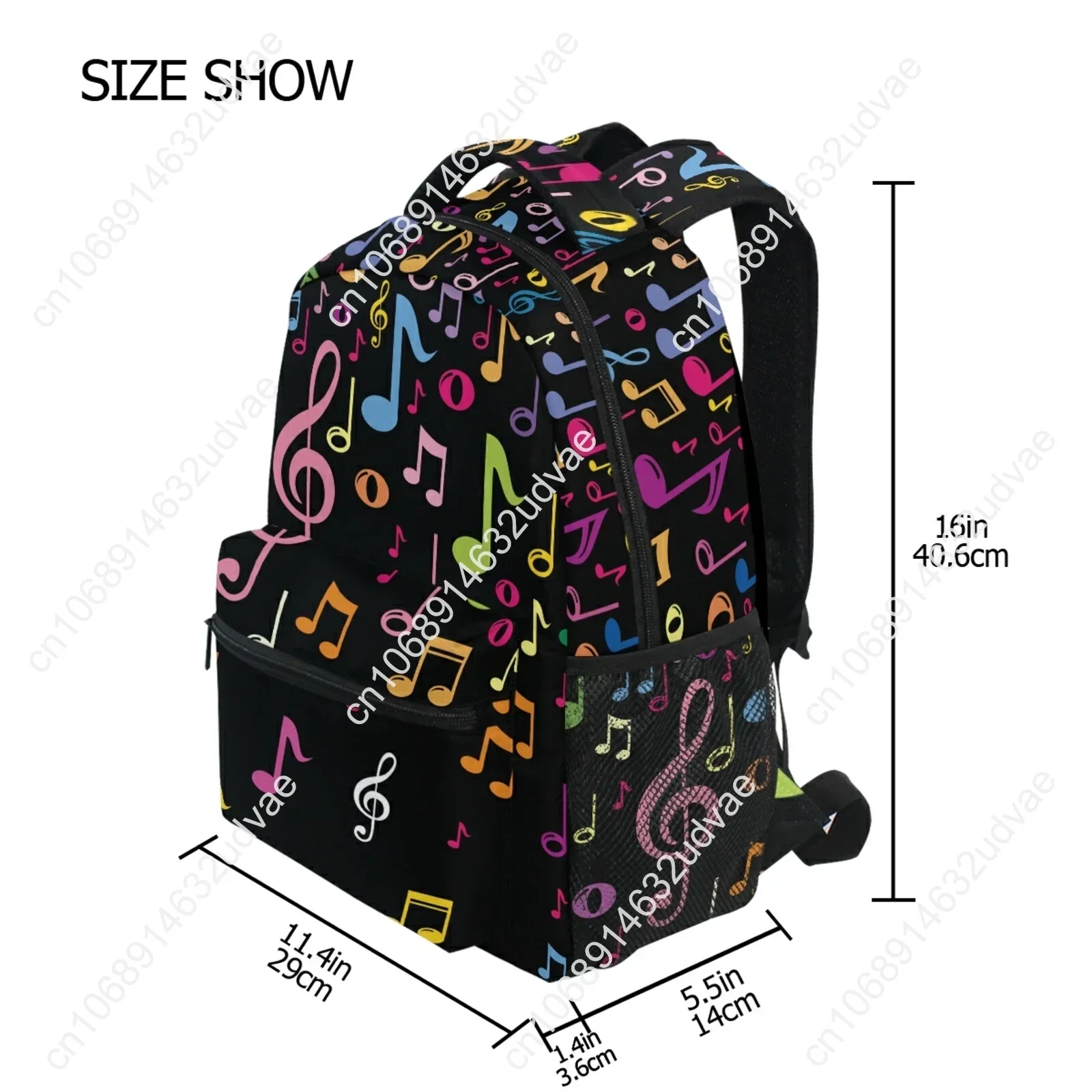 2022 New Music Note Print Backpack Students School Bag Boys Girls Kids Black Rucksack Men Women Teens Travel Knapsack