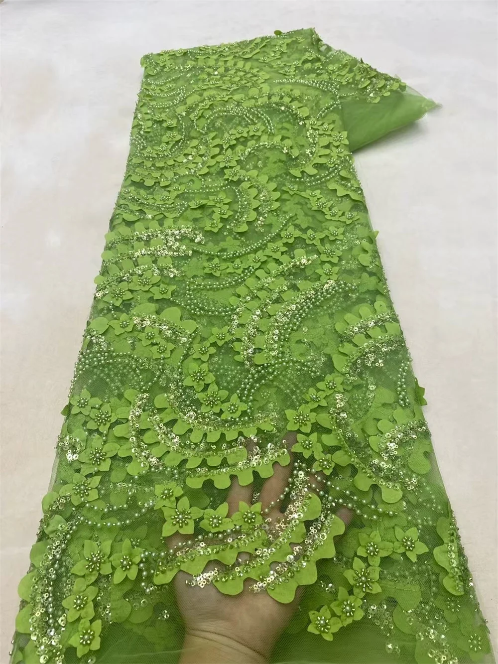 African Lace Fabric 2025 Sequin Beaded Embroidery Groom Nigerian Bridal High Quality French Tulle Lace Fabric For Wedding A968-1