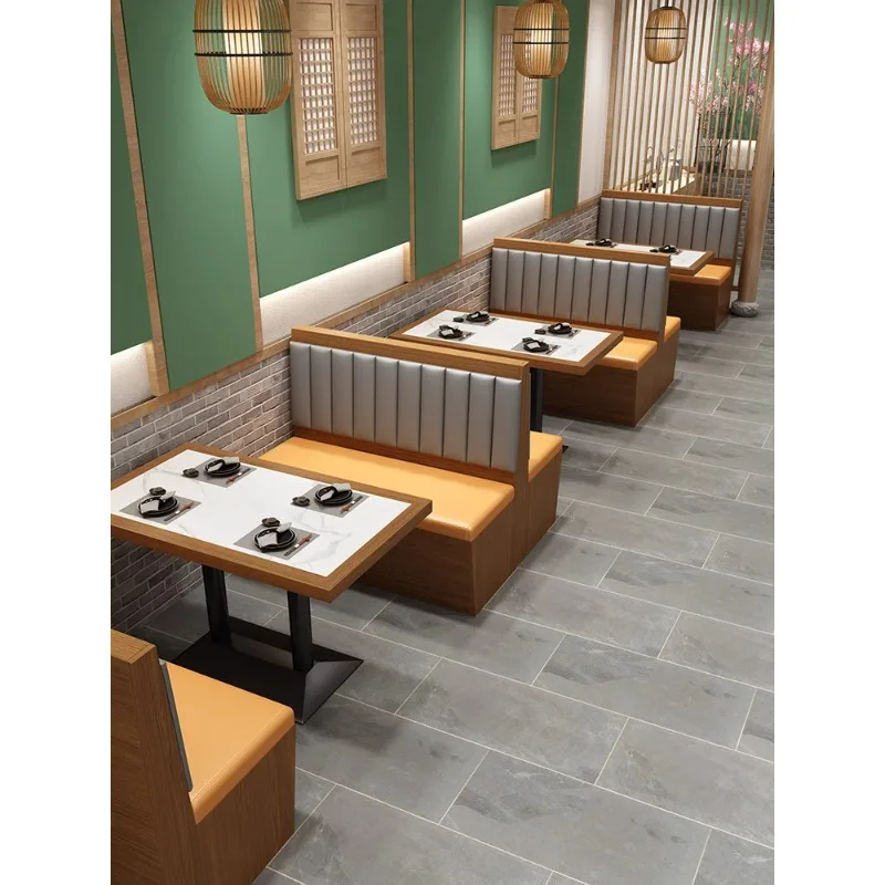 Theme New Chinese Restaurant Hot Pot Restaurant Solid Wood Table and Chair Cooking Chinese Restaurant Milk Tea Shop Table and Ch