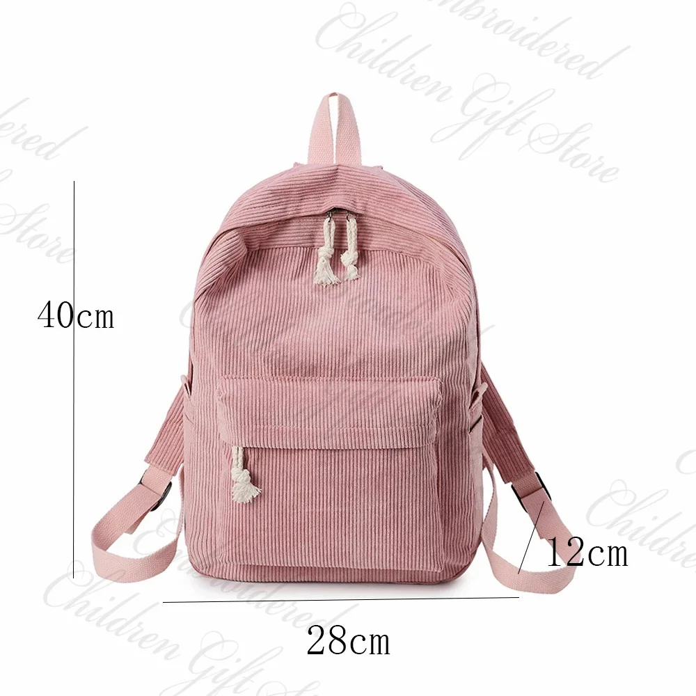 Large Capacity Corduroy Backpack with Flower Personalized Name Kids Travel Snack Bag Custom Embroidered Name Gift Shoulder Bags