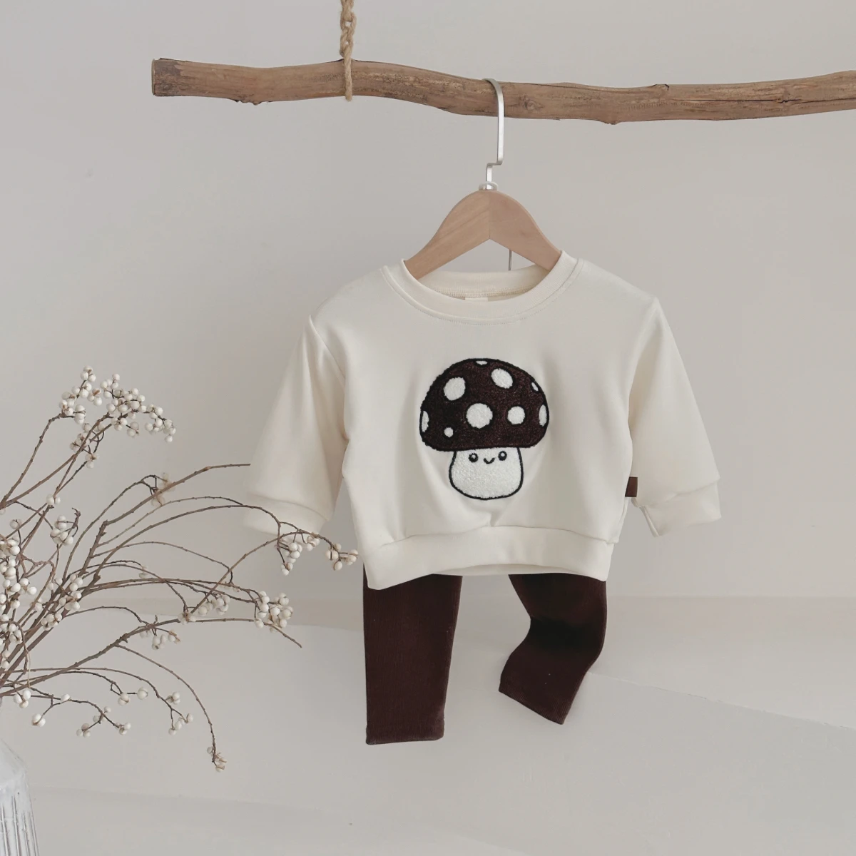 

2Pcs/Sets Costume For Baby Newborn Boys Girls Clothes Mushroom Embroidery Tops+Pants Infant Netural Outfits Sets Spring Autumn
