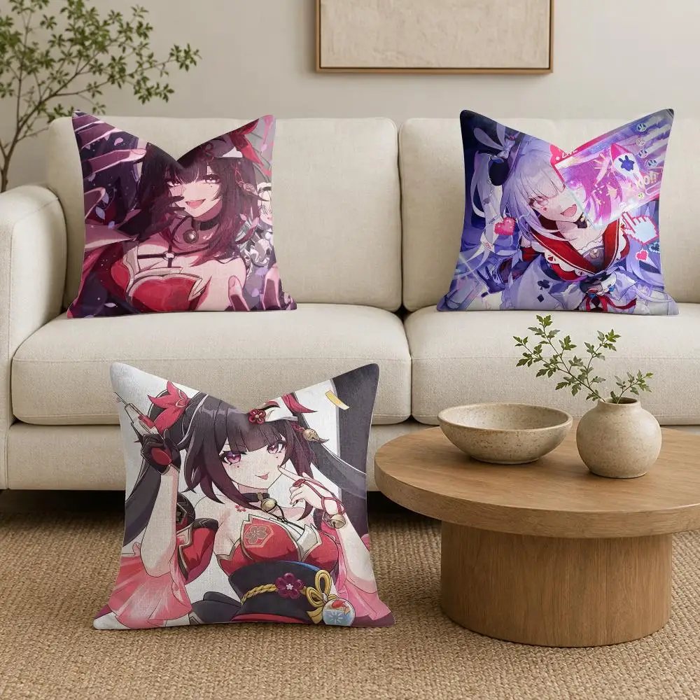 Anime H-Honkai Star Rail Sparkle Cushion Cover Organic Linen Square Pillow Case Durable Non-Allergenic And Kind To Skin
