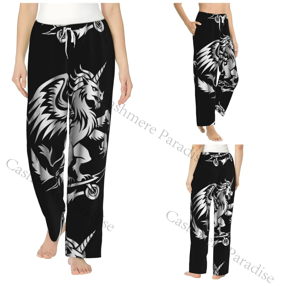 Skeleton Of A Gryphon And A Pegasus With A Horn Women Sleep Pants Warm Flannel Lounge Pants for Winter Nights
