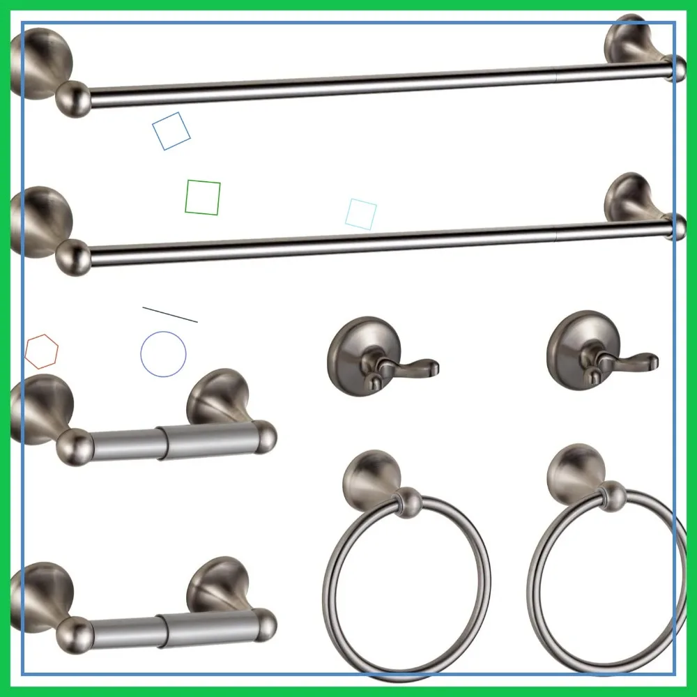 

Adjustable Expandable Bath Towel Bars Set, Brushed Nickel Wall Mount Towel Racks 8-Pieces Bathroom Hardware Accessory