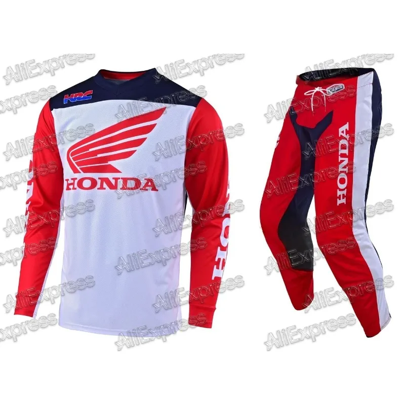 

Honda 2025 Printed Classic Motorcycle Mountain Bike Jersey Racing Sports Breathable Sweat Wicking Quick Long Sleeve and Pant Set