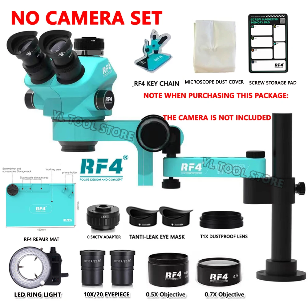 RF4 stereo trinoculaire microscoop 360° °   Rotatie Scharnierende armstandaards Telefoon Solderen PCB Reparatie 4K C39 Warmtebeeldcamera