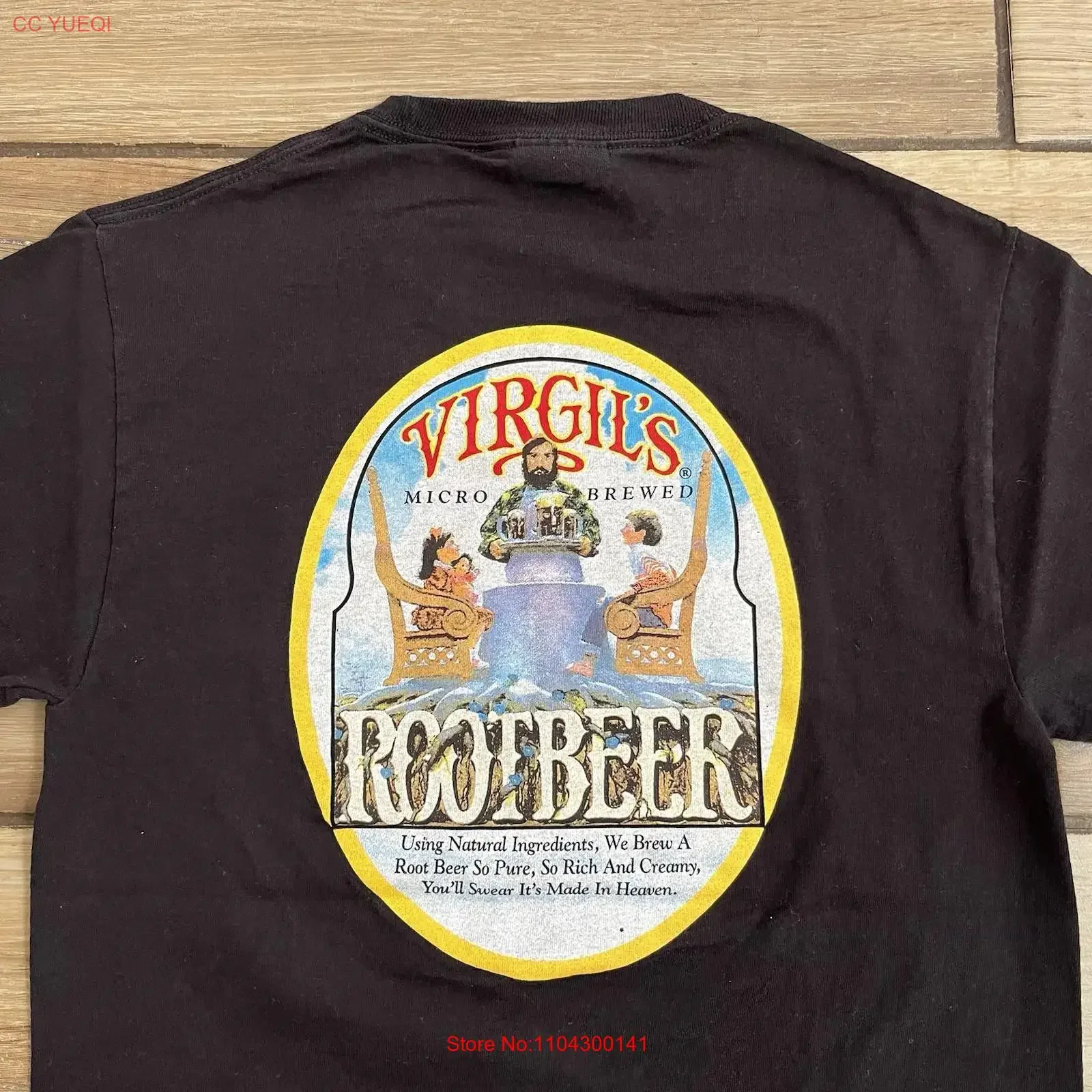 Virgil's Root Beer Small Black T shirt Soda Pop Micro Brew Natural vintage Washed Stylish Breathable Comfortable graphic