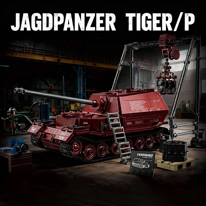 

1：28 WW2 Jagdpanzer Tiger Tanks Building Toys World War Military Soldier Weapons Blocks Model for Boys Kids Adult Festival Gifts