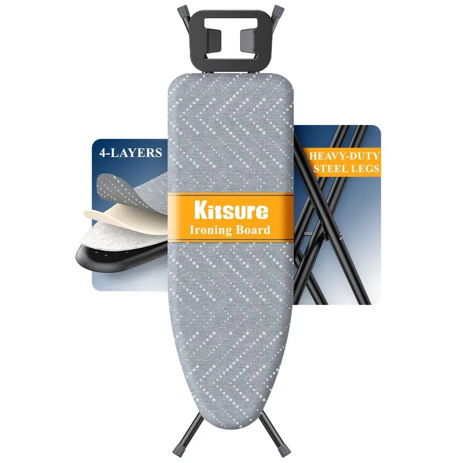 

Folding Ironing Board Height Adjustable Iron Board in Full Size, WobbleFree amp HeavyDuty Ironing Board with Cover and Pad for H