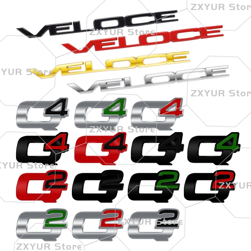 Emblema de Metal de terciopelo Q2 Q4, pegatina para coche, insignia de letras, decoración del maletero del extremo trasero del cuerpo para Alfa Romeo 159 147 Junior Giulia Stelvio