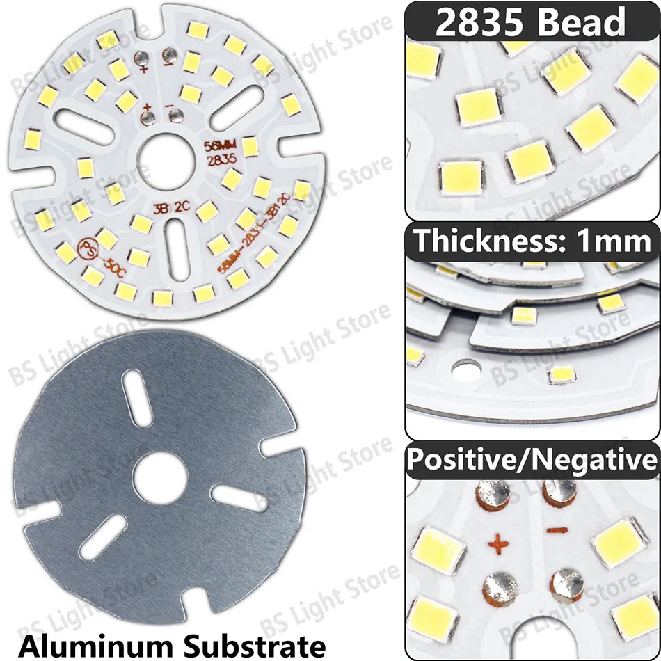LED 2835 Lampenperle Neutral Warmweiß 12W DC35-37V 48mm 56mm 65mm 74mm 77mm 85mm 96mm 108mm 117mm Spotlight-Lichtquelle – Detail 3