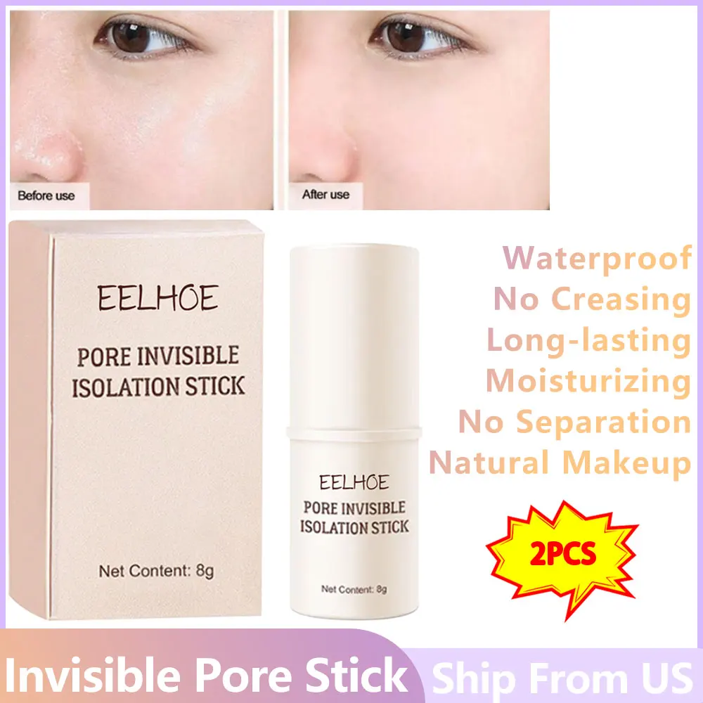 Palo de poros Invisible, Base de maquillaje Natural sin arrugas, imprimación sin aceite, suave, impermeable, 2 piezas