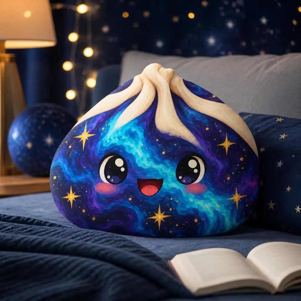 Kawaii Galaxy Dumpling Kissen Sternenhimmel Bao Kissen Niedliches Weltraum Dekokissen Geformtes Stoffkissen für Heimdekoration Geschenk – Detail 3