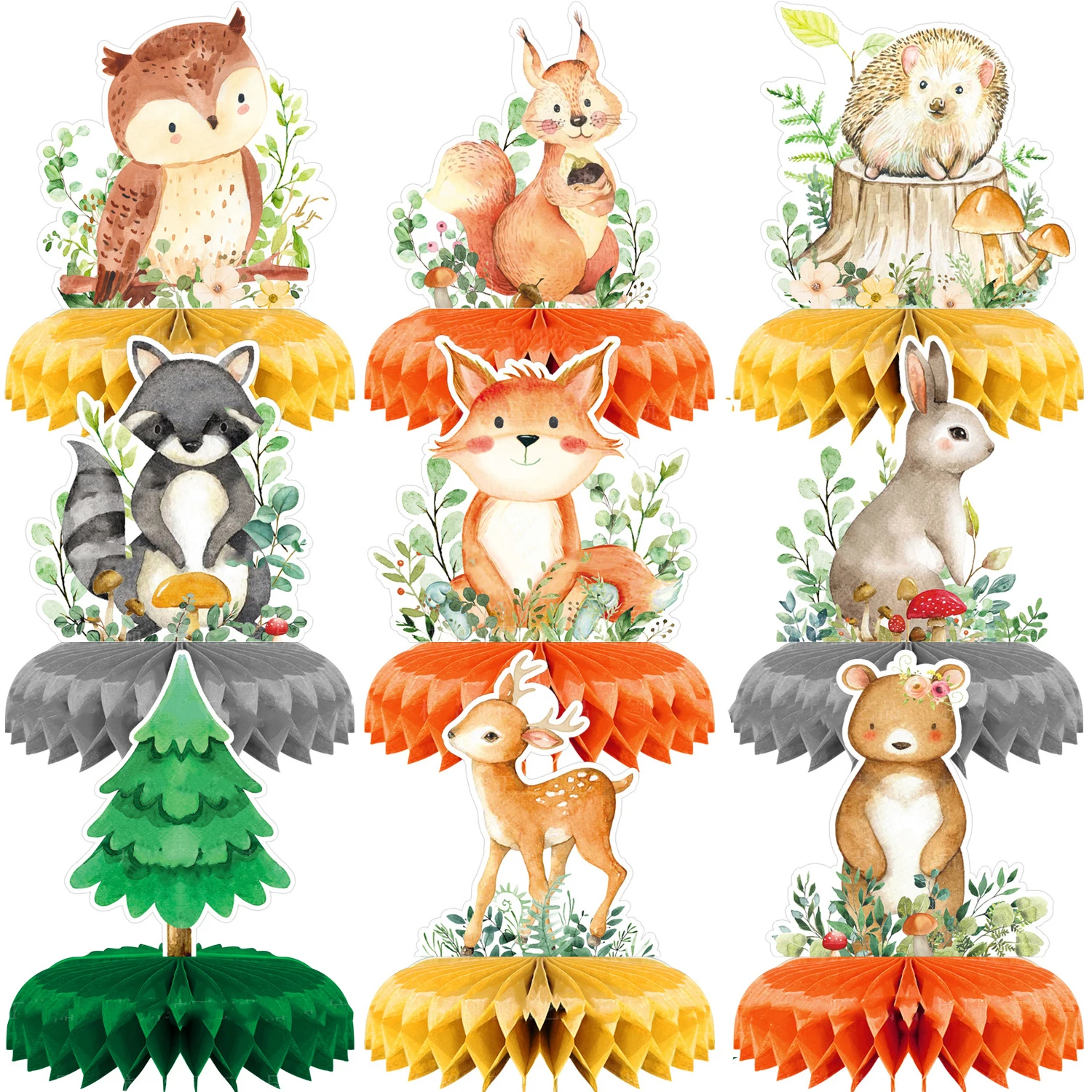 9pcs Jungle Animal Desktop decorazioni Jungle Safari Party Decor per ragazzo o ragazza 1st Birthday Party Baby Shower Supplies