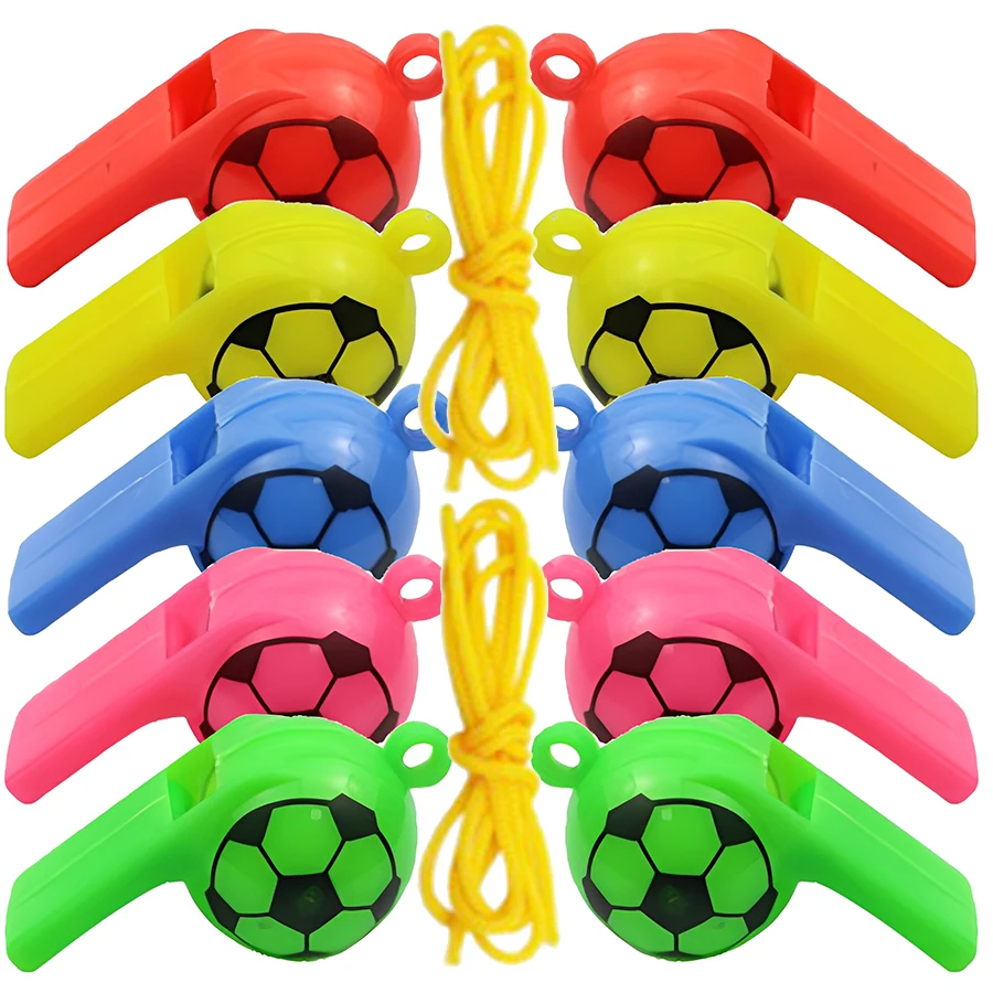 8/15pcs Mini Whistles Plastic Party Soundmaking Whistles with Color Lanyard Football Referee Whistle Carnival Party Props