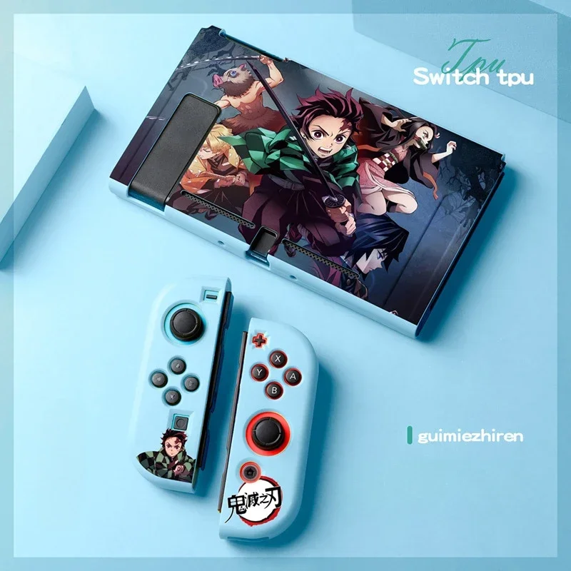 Funda Anime Demon Slayers para Nintendo Switch NS Joy Con controlador Kawaii funda protectora de silicona suave accesorios regalo para seguidores