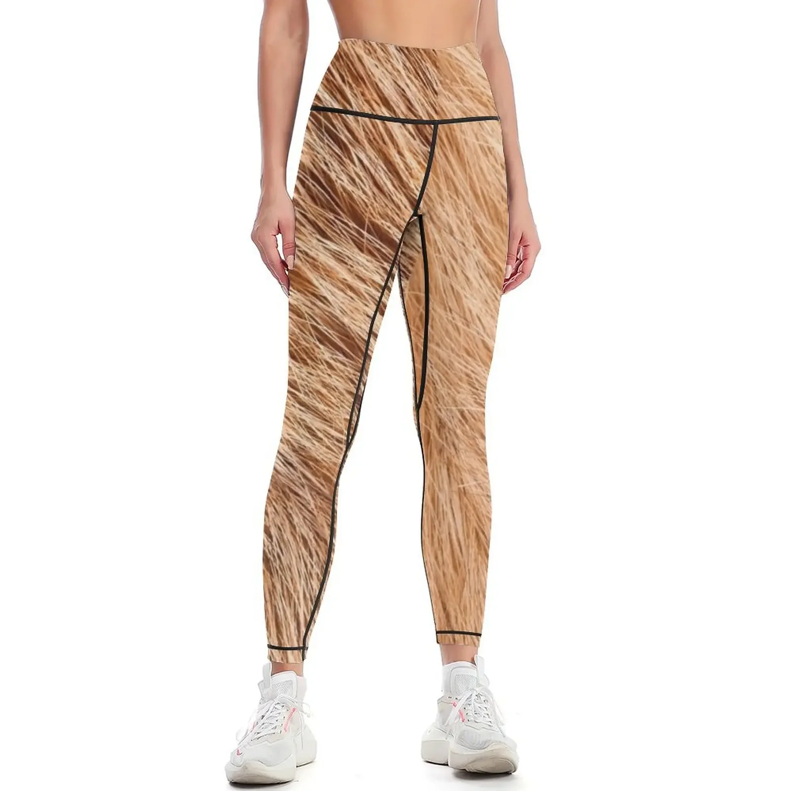 

Red fox shaggy fur texture cloth Leggings Women's trousers trousers sportswear for gym Pants sport Womens Leggings