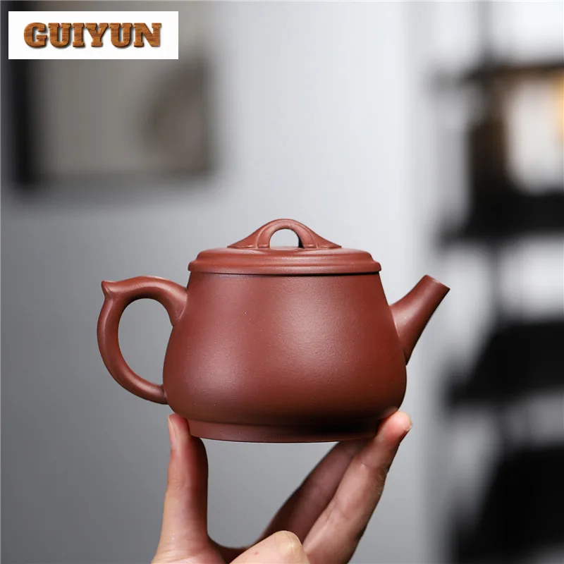 250ml Antique Yixing Purple Clay Teapots Handmade High Scoop Pot Raw Ore Purple Mud Dicaoqing Tea Brewing Kettle Zisha Tea Set