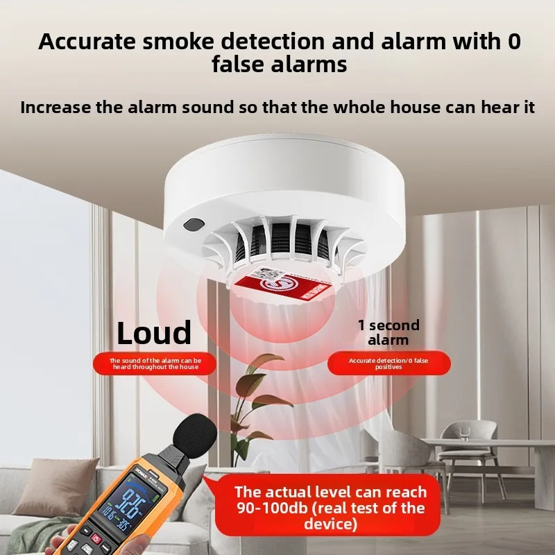 حريق لاسلكي - إنذار دخان حثي مستقل: مناسب للوقاية من حرائق المنزل والمطبخ، للكشف عن حرائق المطبخ
