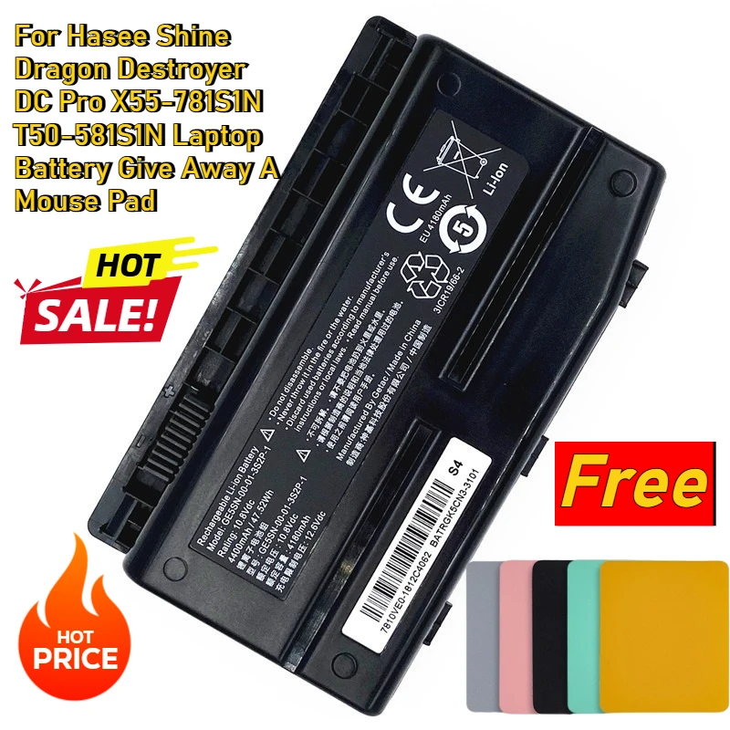 

For Hasee Shine Dragon Destroyer DC Pro X55-781S1N T50-581S1N Laptop Battery Give Away A Mouse Pad
