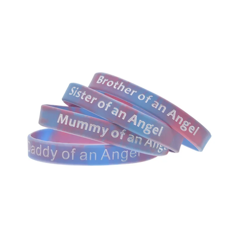 50 Pcs Daddy Mummy Grandad Brother Sister Nana Auntie Uncle Of An Angel Silicone Bracelet Family and Friends gift Wristband
