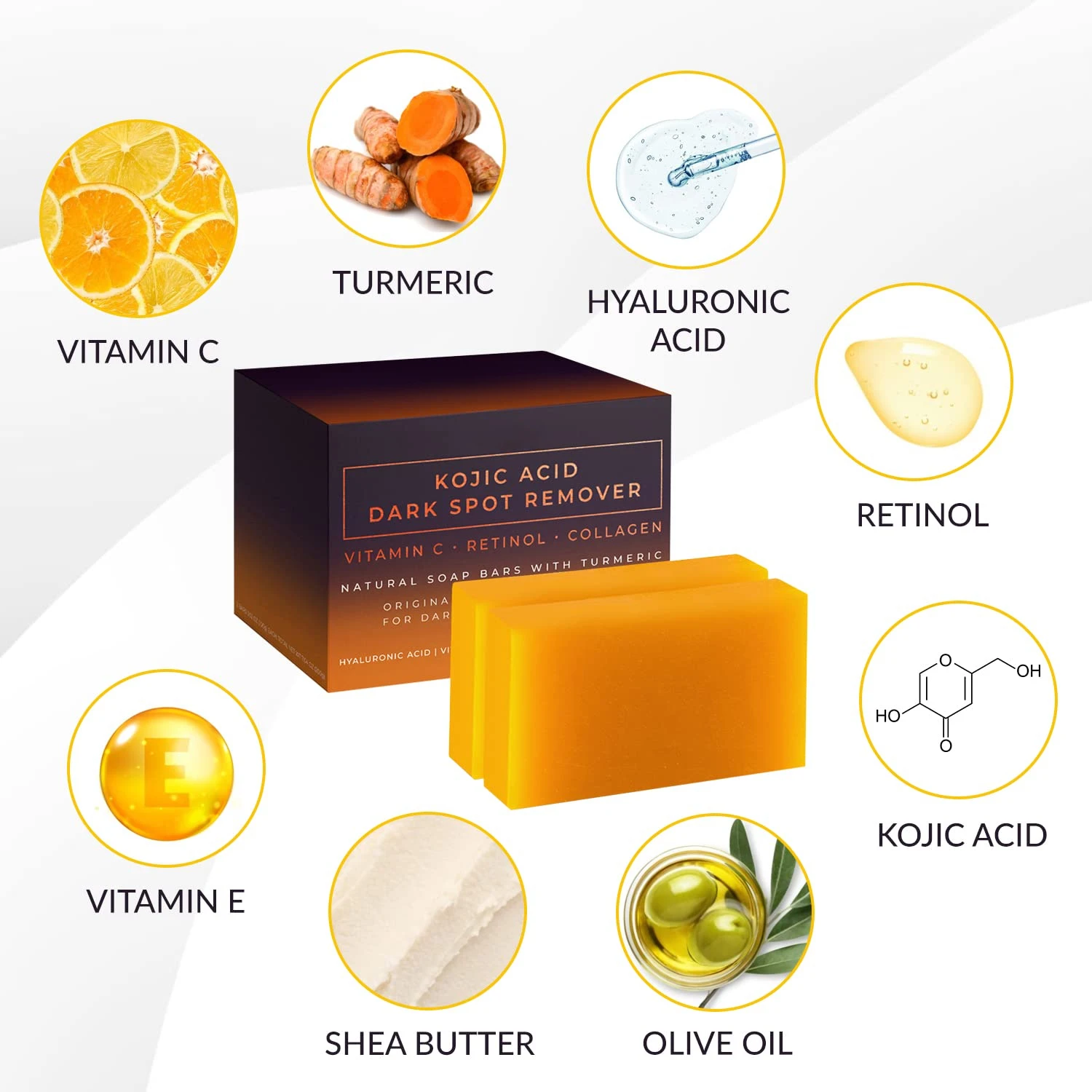 Kojic Acid Dark Spot Remover Whitening Soap Handmade Skin Care Deep Cleaning Moisturizing Cleansing Essential Soap Brighten Skin