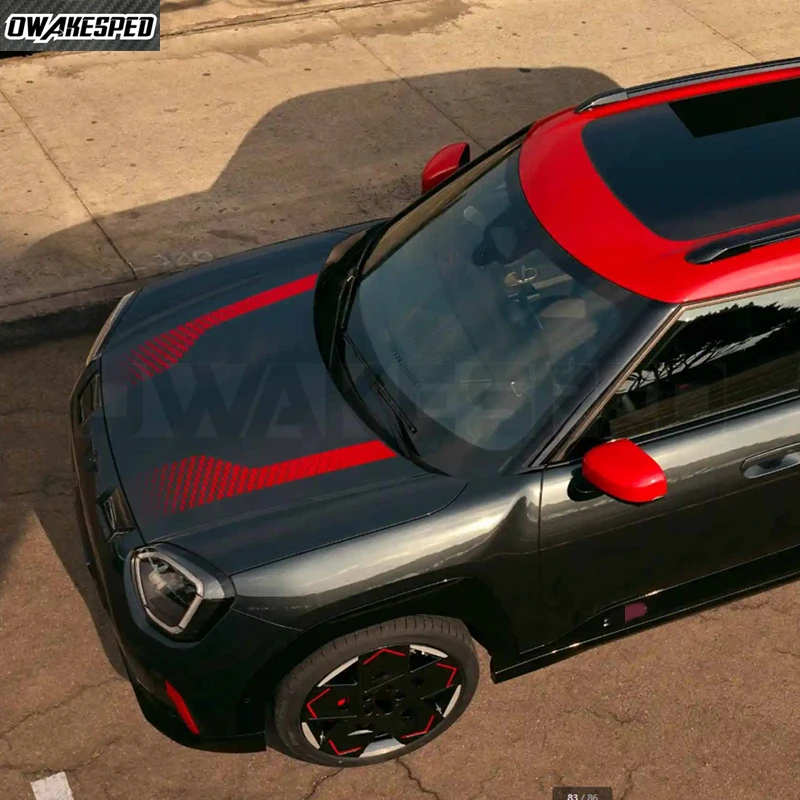 2 Pcs/Set For MINI Aceman J05 John Cooper Works 2026 2025 JCW Car Engine Cover Decal Bonnet Hood Stripes Sticker Accessories
