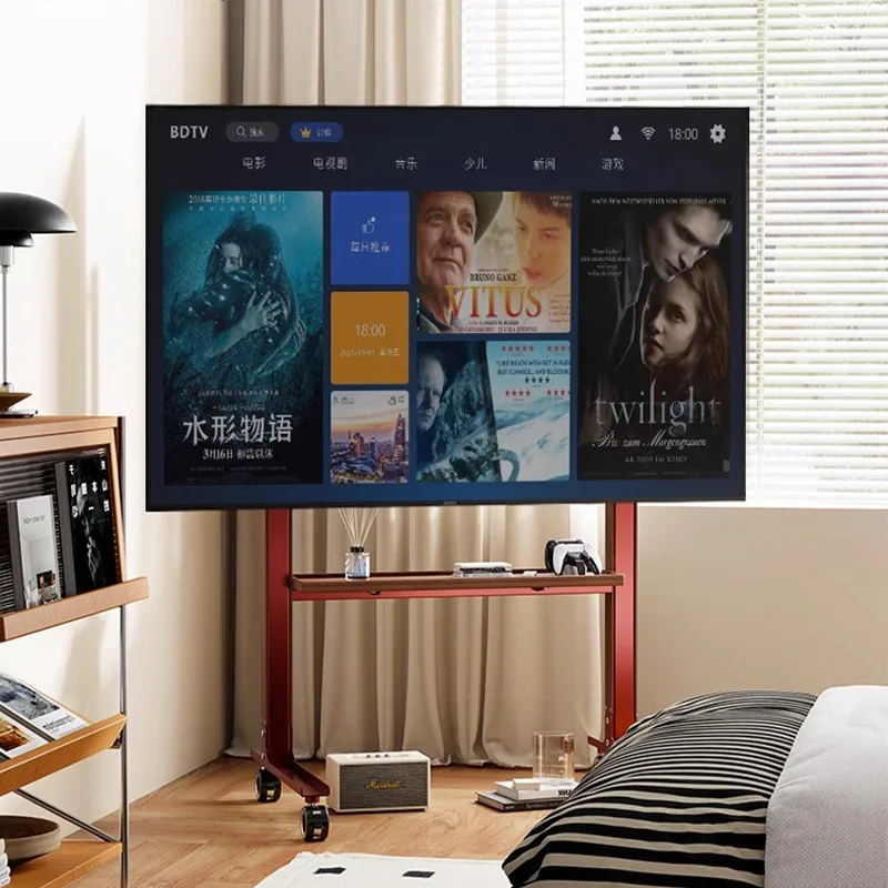 Suporte de TV universal, carrinho de mão móvel, suporte de arte giratório, rack de chão, cabide retrô simples.