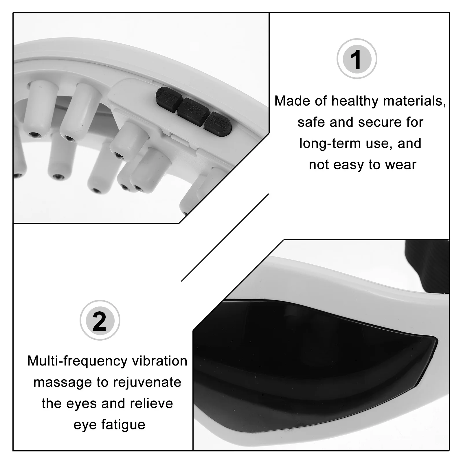 

1pc Massager Black Usb Charging Electric Eye Massage Device Portable Rechargeable Eye Care Tool For Fatigue Relief Constant Heat