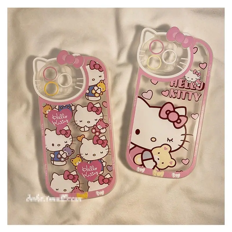 Sanrio Hello Kitty Kawaii Happy Phone Case For iPhone 15 14 13 12 11 Pro Max 7 8 Plus XR XS MAX Y2K Girl Anti Fall Back Cover