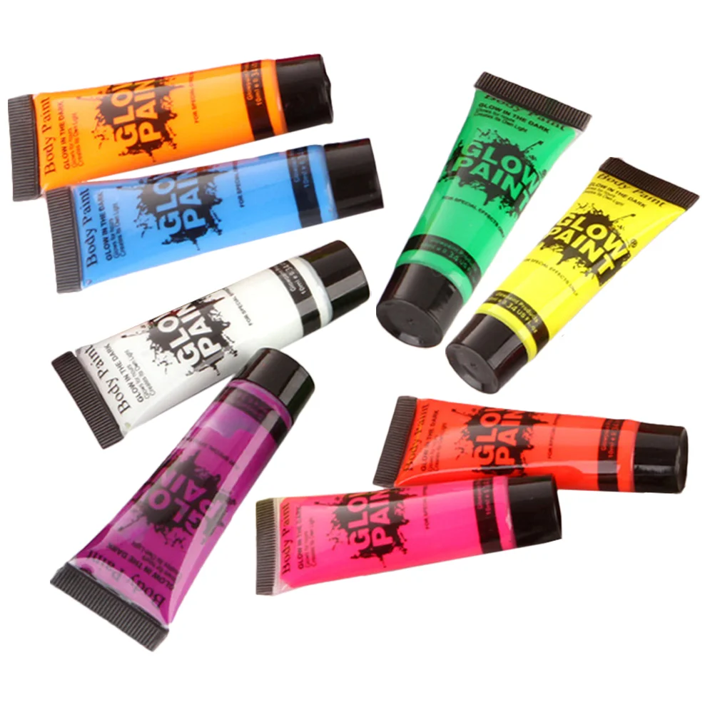 

8 Pcs Fluorescent Pigment Face Paint Painting Paste Luminous Body Neon Glow The Dark for Makeup Party Supplies Glowing