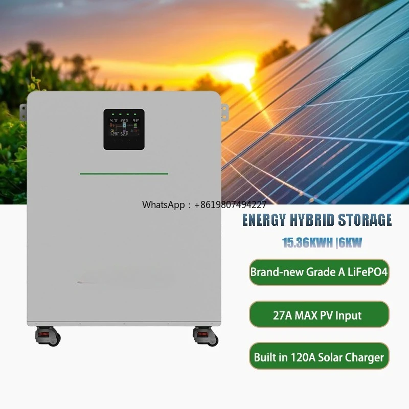 All in  One 51.2V 300Ah LiFeP04 15KWH 6K 8K 10K INVERTER Built in Battery Hybrid Energy Storage