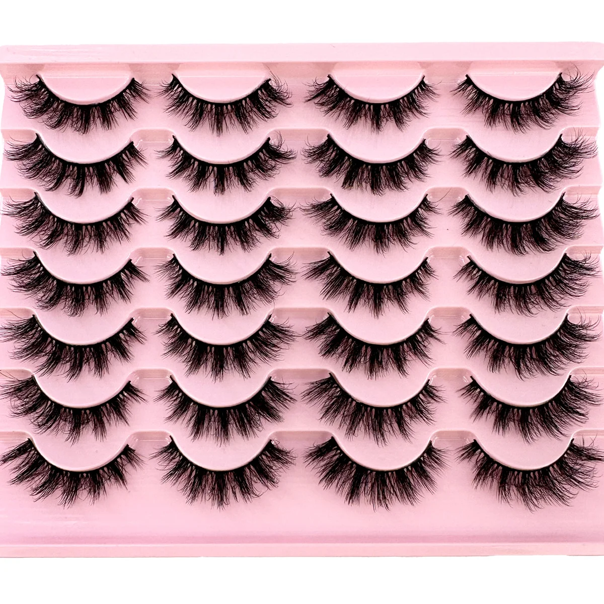 14Pairs Cat Eye Lashes 3D Fluffy False Eyelashes Look Thick Soft Wispy Long 8D Volume Faux Mink Lashes Thick Eyelash Extension