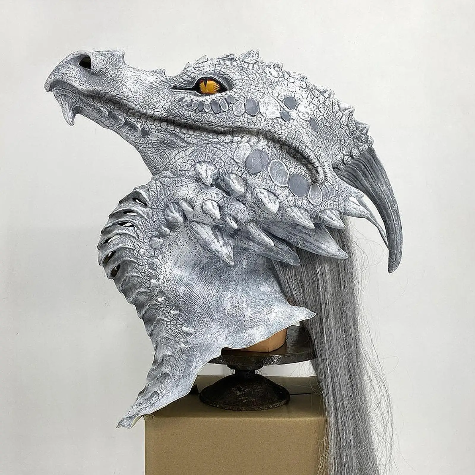 Máscara de dragão cosplay traje capa de cabeça para festival fantasia vestido carnaval