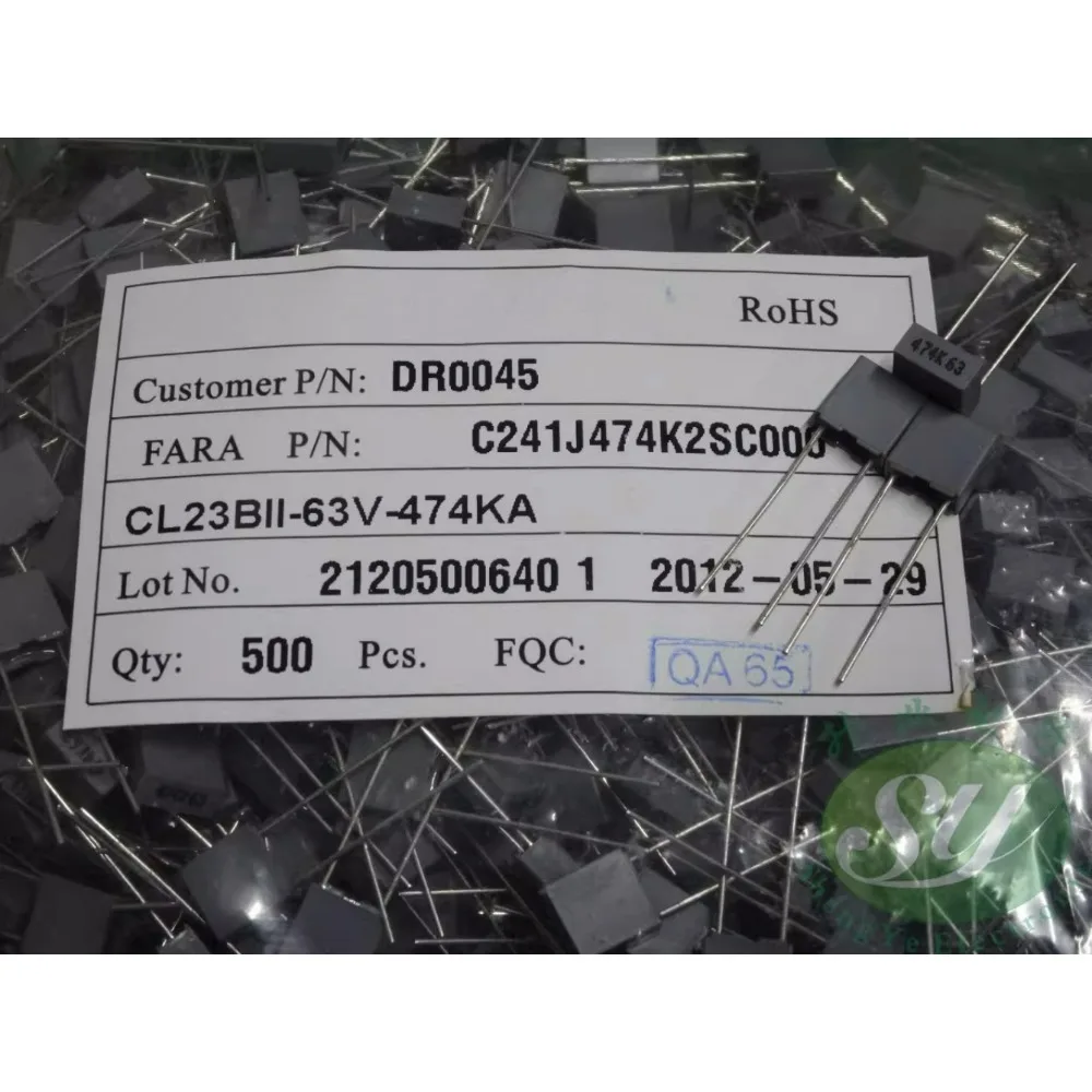 

20pcs/lot Fara CL23 0.47uf/63v 470nf u47 474 Brand New 5mm Film Capacitor C241J474K2SC