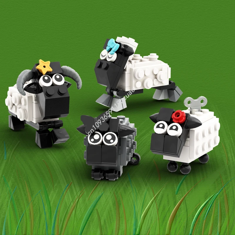 

150 шт. MOC шарнирная овечка, семейная модель, строительные блоки, игрушки для рукоделия, образование, дети, креативная сборка на день рождения, рождественские подарки