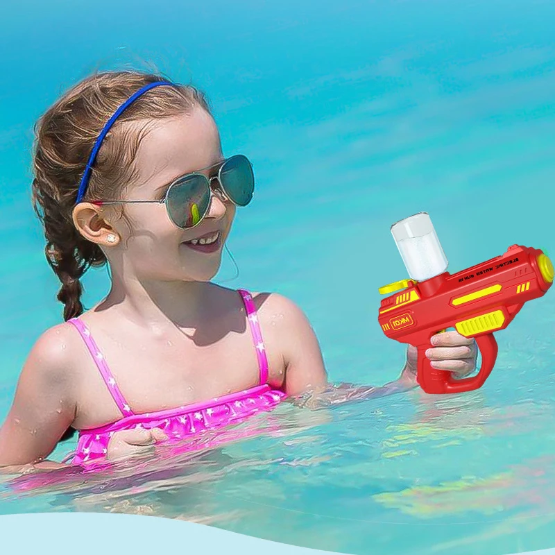 مسدس مياه كهربائي للأطفال يعمل بالبطارية مسدس مائي لعبة أطفال تفاعلية لحمام السباحة والشاطئ والصيف لعبة ممتعة للحفلات الخارجية