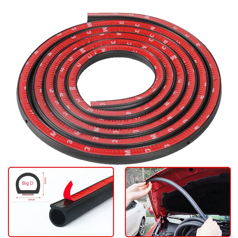 4/8/16/25M Car Rubber Door Big D Type Car Door Hood Seal Strip Universal Noise Insulation EPDM Soundproofing For Auto Seal Strip