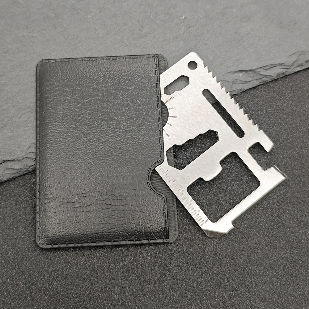 الفولاذ المقاوم للصدأ EDC أداة الجيب 11 في 1 بطاقة الائتمان المحمولة متعددة الوظائف أدوات إنقاذ للتخييم في الهواء الطلق الصيد السفر #4